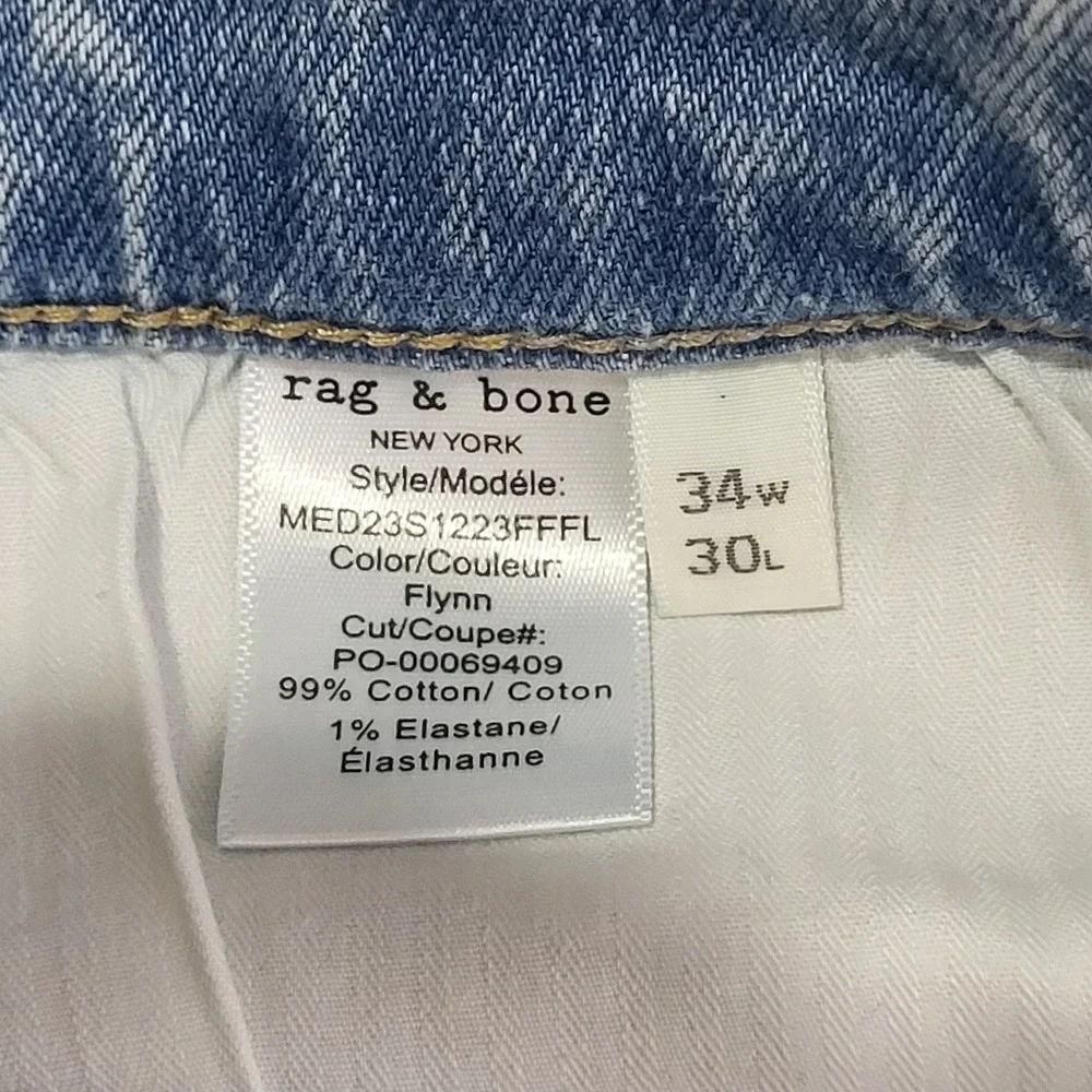 Rag & Bone Fit 2 Slim Jeans Mens 34x30 Light Wash Flynn Denim